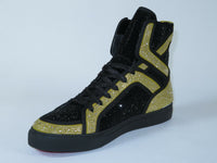 Men High Top Shoes By FIESSO AURELIO GARCIA ,Fancy Rhine stones 2402 Black Gold