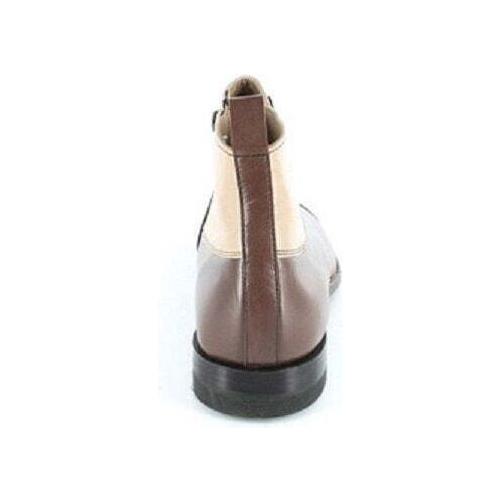 00026-249 Men Stacy Adams High Top Boot Madison Biscuit Toe Brown Taupe Side Zip