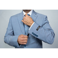 Mens DKNY 100% Wool Two Button Notch Lapel Slim fit Shark Texture 1393 Sky Blue