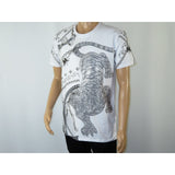 Mens PLATINI Sports Shirt With Rhine Stones Lion Chain STT8023 White