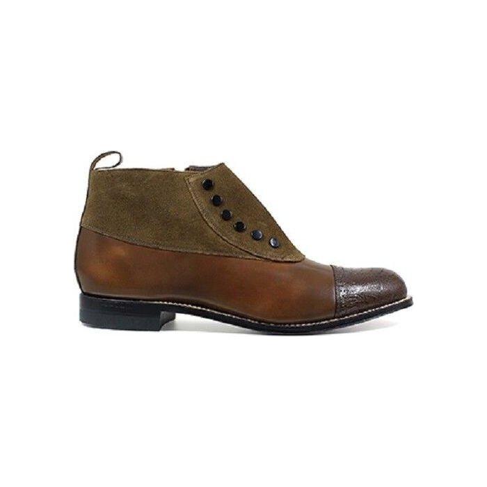 00083-209 Stacy Adams Madison Side Zip Brown Demi Boot Suede Leather Brown