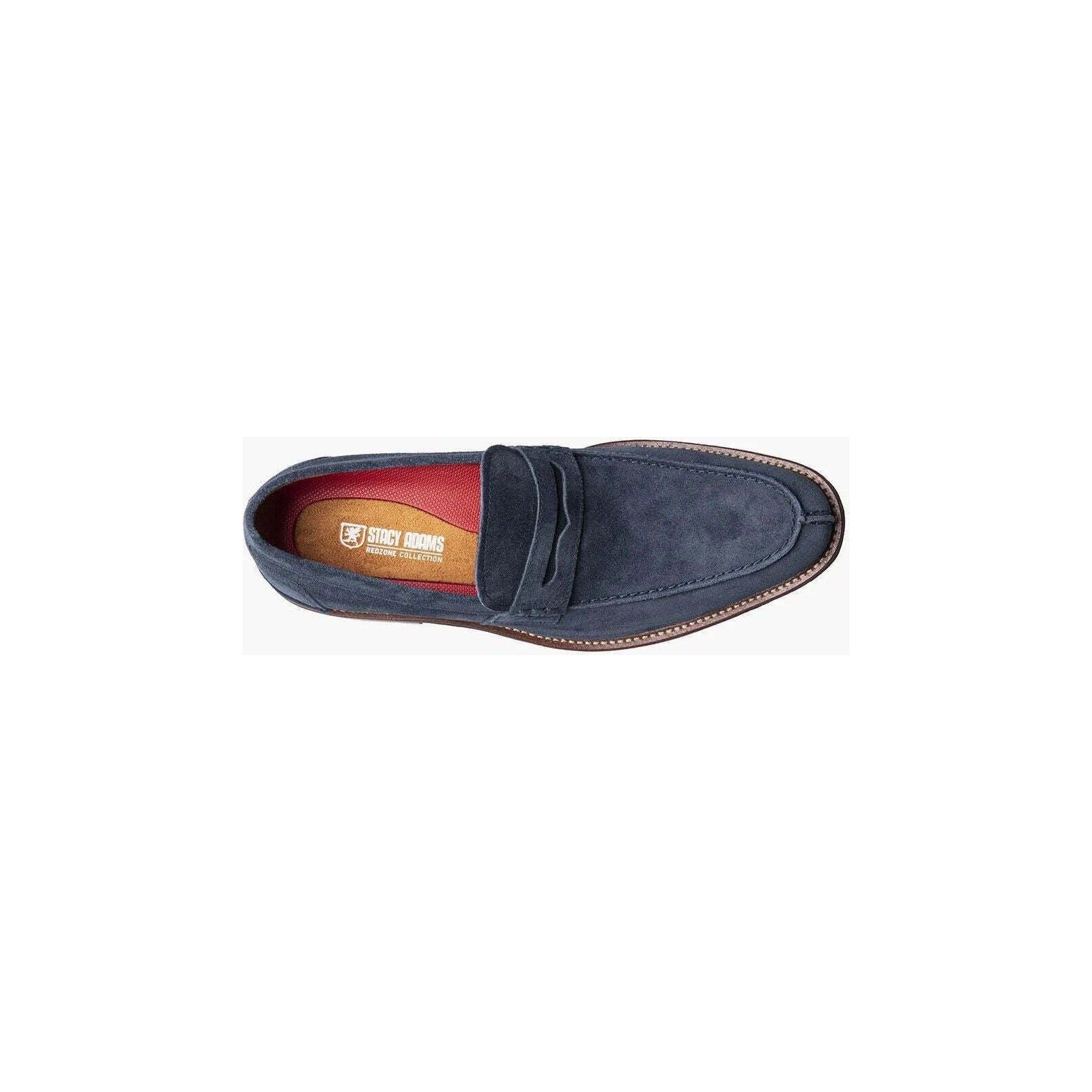 25550-415 Stacy Adams Marlowe Algonquin Moc Toe Penny Slip On Navy Suede