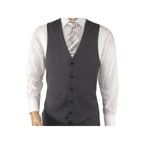 Men's RENOIR Vest Wool 140's Adjustable, Full Lining 508-3 Mid Gray