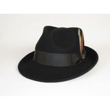Men BENTLY HEADWEAR Hat Australian Wool Pinch Front Fedora Hudson HU420 Black
