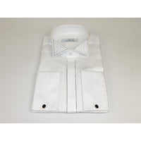 Men CEREMONIA Tuxedo Shirt Rhinestone 100% Cotton Turkey #stn 133 White Wing tip