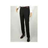 Men's Mantoni Flat Front Pants All Wool Super 140's Classic Fit 40901 Black