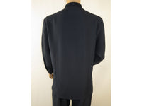 Men Silversilk 2pc Fancy walking leisure suit Italian woven knits 4411 Navy Blue