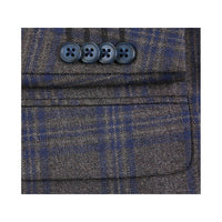Men's Soft Wool Sport Coat English Plaid Window Pane 556-9 Brown Blue Renoir