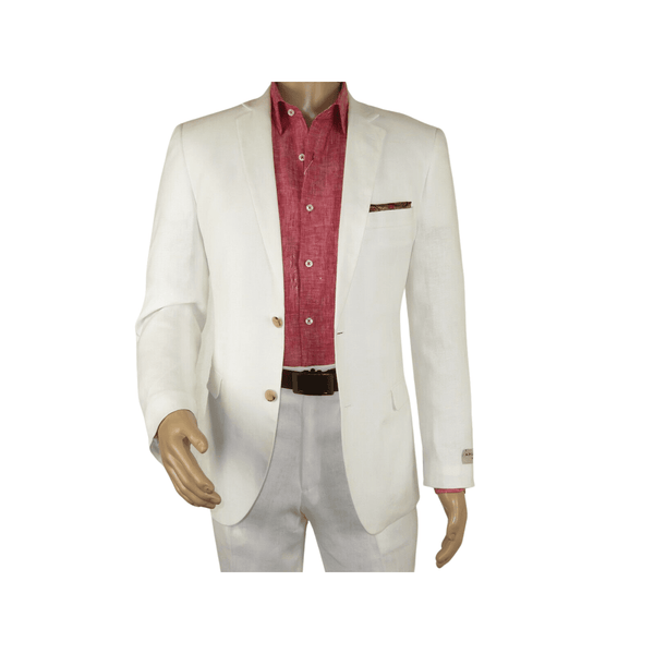 Men's Summer Linen Suit Apollo King Half Lined 2 Button Modern Fit SLN8 White