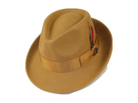 Men BENTLY HEADWEAR Hat Australian Wool Pinch Front Fedora HUDSON HU423 camel