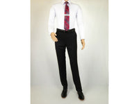 Men MANTONI Suit Soft Wool Classic Pinstripe 2 Button Regular Fit M87184-1 Black