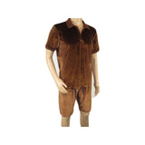 Men 2pc Stacy Adams leisure jogging suit Shorts Set Summer 3820 Brown Velvet