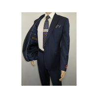 Men Suit BERLUSCONI Turkey 100% Soft Italian Wool Super 180's #Ber28 Navy Blue