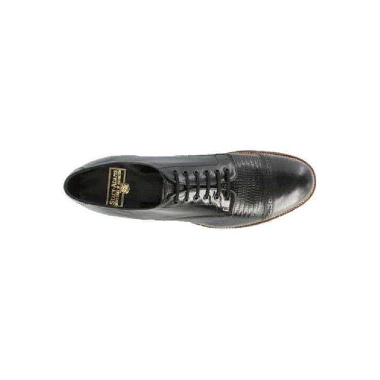 00049-01 Stacy Adams Mens Shoes Biscuit Leather Oxford Black Lizard Madison