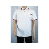 Men Sports Shirt DE-NIKO Short Sleeves Cotton Fashion Polo Shirt DBK113 White