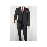 Men Suit BERLUSCONI Turkey 100% Italian Wool Super 180's 3pc Vested #Ber21 Black