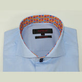 Men Dress Shirts AXXESS Turkey 100% Soft Egyptian Cotton High Collar 223-01 Blue