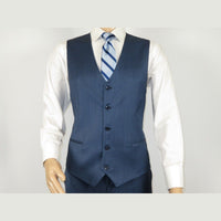Men Suit BERLUSCONI Turkey 100% Italian Wool Super 180's 3pc Vested #Ber5 Navy