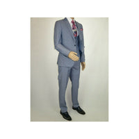 Men 3pc European Vested Suit WESSI  JVALINTIN Slim Fit JV22 Sky Blue One Button