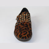 Mens Shoes Fiesso By Aurelio Garcia Pony hair Leopard Double Buckle Fi3142 Brown