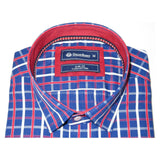 Men Oscar Banks Turkey Shirt All Egyptian Cotton Wrinkle less 5844-08 navy red