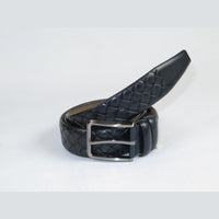 Men Navy Genuine Leather Belt PIERO ROSSI Turkey Soft Full Grain #Navy Woven