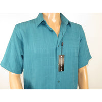 Men Short Sleeve Sport Shirt by BASSIRI Light Weight Soft Microfiber 60081 Teal