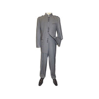 Mens Apollo  King  Banded Collarless suit Chinese Mandarin Wide leg AG93 Gray