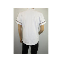 Men LAVERITA European Fashion Crew Shirt Short Sleeve Lion Medallion 94453 White
