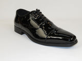 Men Santino Luciano Formal Dress Shoes Patent Leather Shiny Lace up C384 Black
