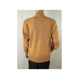 Men SILVERSILK Fancy Thick Sweater Jacket Zipper Pockets Mock Neck 4207 Gold