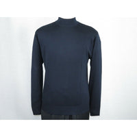 Mens Inserch Mock Neck Pullover Knit Cotton Blend Sweater Winter 4308 Navy Blue