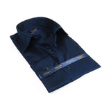 Men 100% Sateen Cotton Shirt Manschett Quesste Turkey Slim Fit 4010-07 Navy Blue
