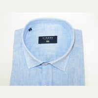Men's Ciazzo Turkey 100% Linen Breathable Shirt Short Sleeves #Linen 32 Med Blue