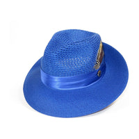 Men's Summer Spring Braid Straw style Hat by BRUNO CAPELO JULIAN JU922 Royal