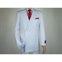 Men Apollo King Double Breasted Suit Classic Peak Lapel Pleated DM26 White