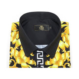 Men's Sports Shirt By Barocco Fashion Printed Long Sleeves Soft Feel EFS75 Black