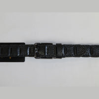 Men Genuine Leather Belt PIERO ROSSI Turkey Crocodile print Hand Stitch 69 Black