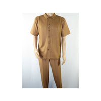 Men Silversilk 2pc walking leisure suit Italian woven knits 3125 Cafe Cognac