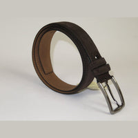 Mens Brown Genuine Suede Soft Leather Belt PIERO ROSSI From Turkey # Brown-C