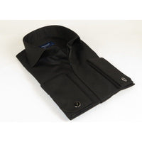 Men Sateen Cotton Blend Shirt Manschett Quesste Turkey Slim Fit 4130-03 Black