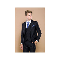 Men 3pc European Vested Suit WESSI J.VALINTIN Extra Slim Fit JV25 Black Stripe
