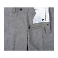 Men Renoir Flat Front Pants 100% Soft Wool Super 140s Classic Fit 508-5 Lt Gray