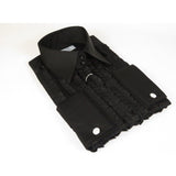 Mens CEREMONIA Tuxedo Ruffle Shirt 100% Cotton Turkey Slim Fit #paris 15 Black