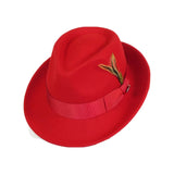Men BENTLY HEADWEAR Hat Australian Wool Pinch Front Fedora HUDSON HU426 Red