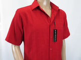 Men Short Sleeves Sports Shirt by BASSIRI Light Weight Soft Microfiber 60021 Red