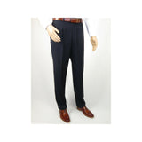 Mens MANTONI Pleated Dress Pants 100% Wool Super 140's Classic Fit 40901 Navy