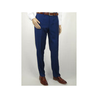 Mens Mantoni Flat Front Trousers Wool Super 140s Classic Fit 40901 French Blue