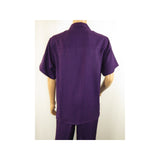 Men 2pc Walking Leisure Suit Short Sleeves By DREAMS 255-19 Solid Purple