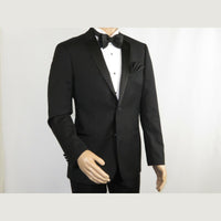 Men Renoir Wool Wedding Tuxedo Two Button Notch Formal Classic Fit 508-1 Black